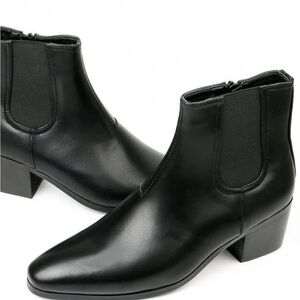 Men’s high heel Chelsea boots with double Elastic band